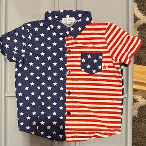 Quiltex Kids Stars and Stripes Button Down Shirt - Red, White, and Blue